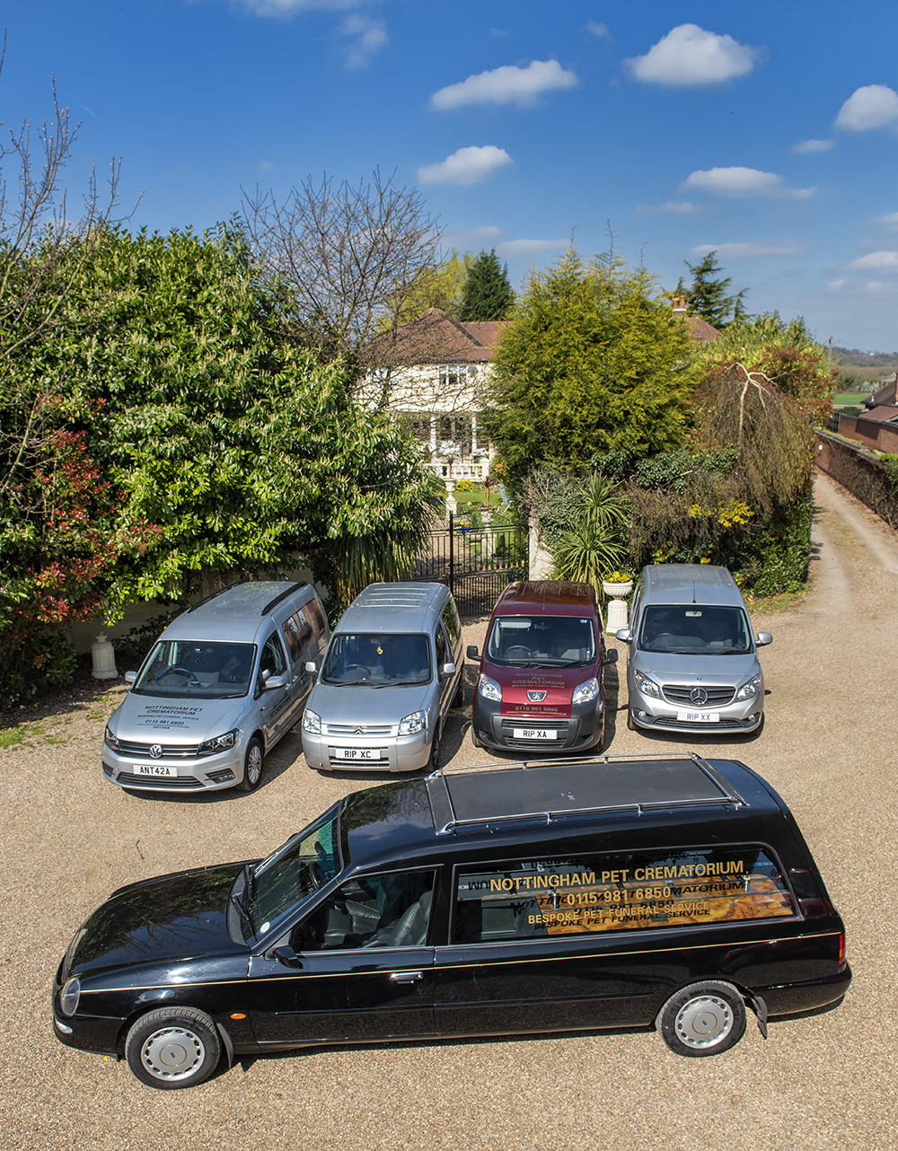 Our fleet of 5 multi-purpose vehicles including a traditional hearse