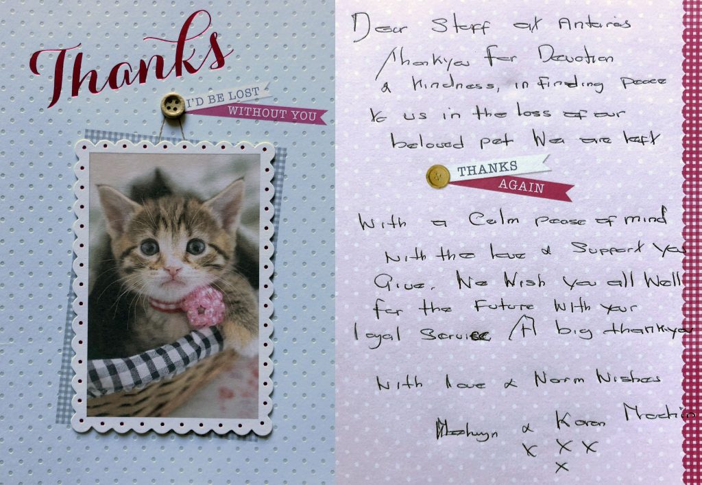 Card from pet lover