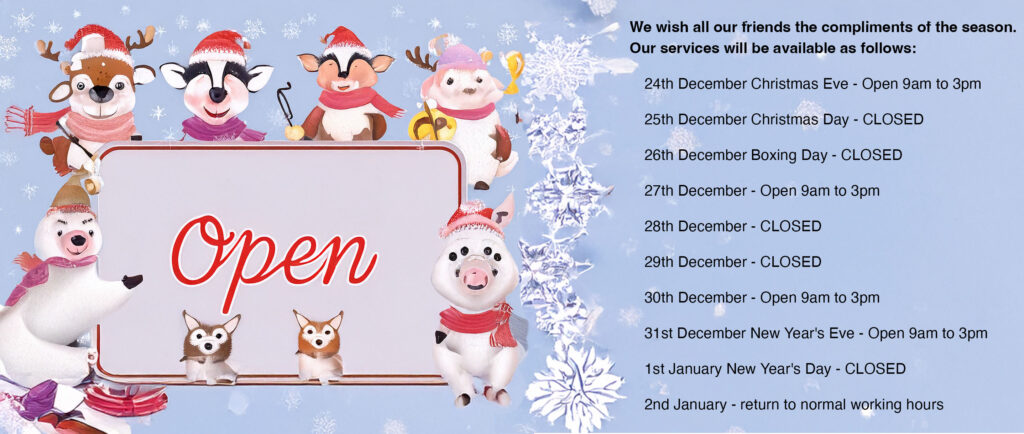 Festive opening hours