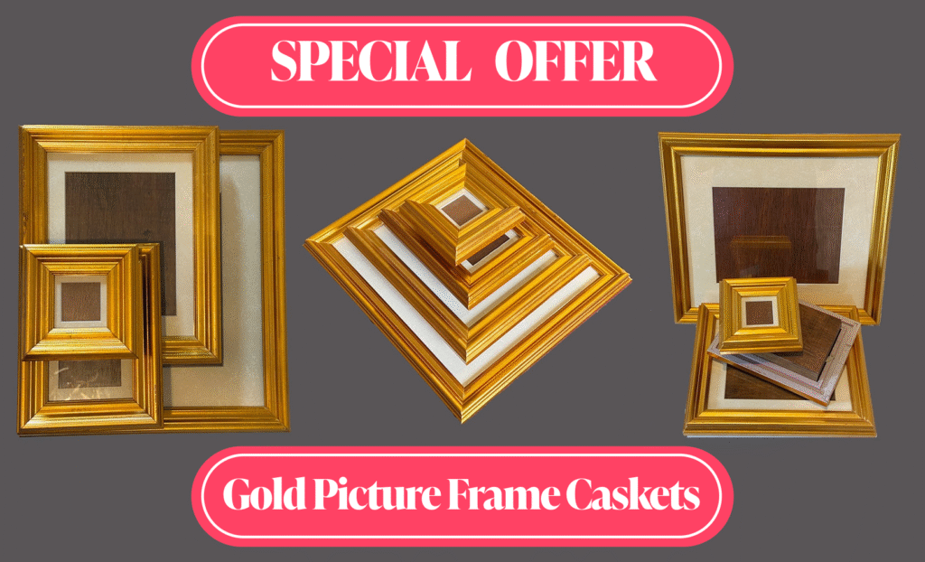 Special offer on gold picture frame caskets