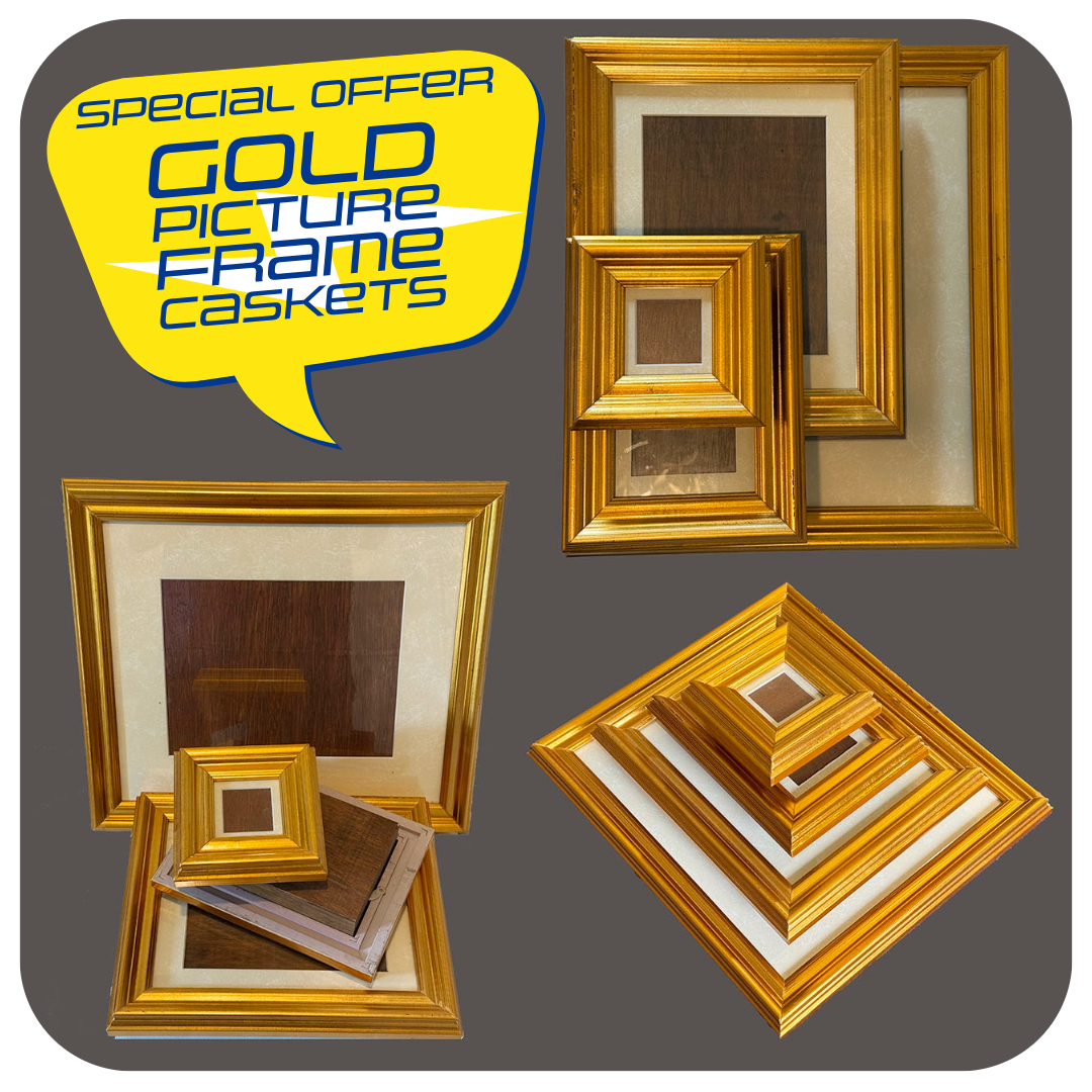 Special offer on gold picture frame caskets